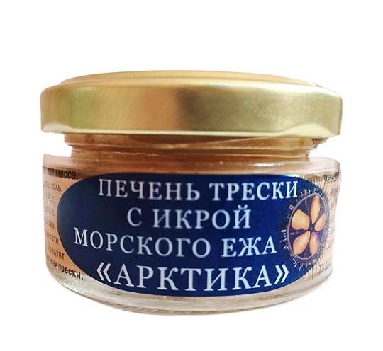 Печень трески с икрой морского ежа по Мурмански 40г
