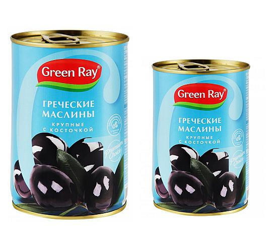 Green Ray Маслины греческие крупные с косточкой 